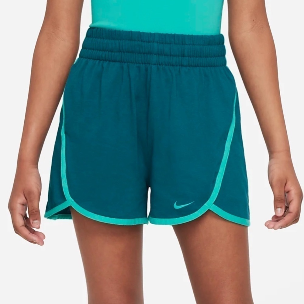 B5.2 Nike Womenās Lined Running Shorts Geode Teal/Clear Jade/White - Picture 1 of 4